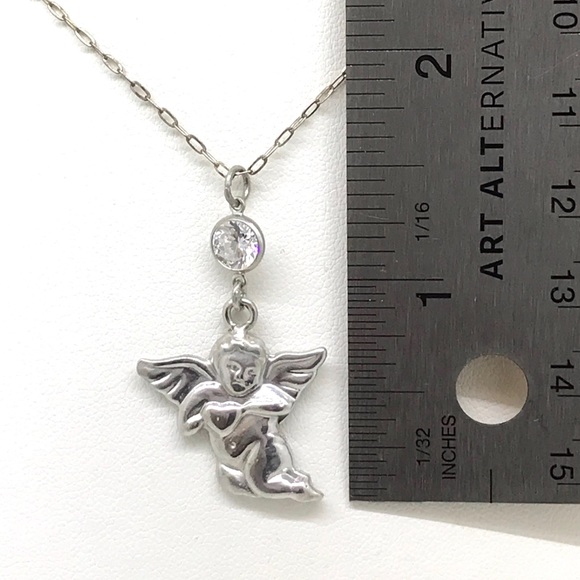 NWT SS guardian angel and crystal dangle necklace - Picture 3 of 7